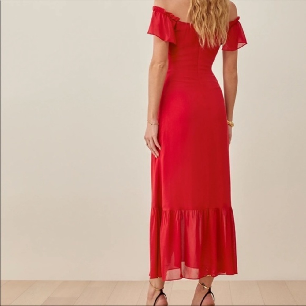Reformation Red Off-Shoulder Dress - Picture 3 of 6